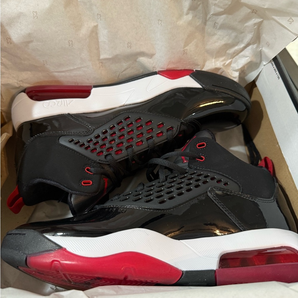 Jordan Maxin 200 Black and Red High-Top Sneakers